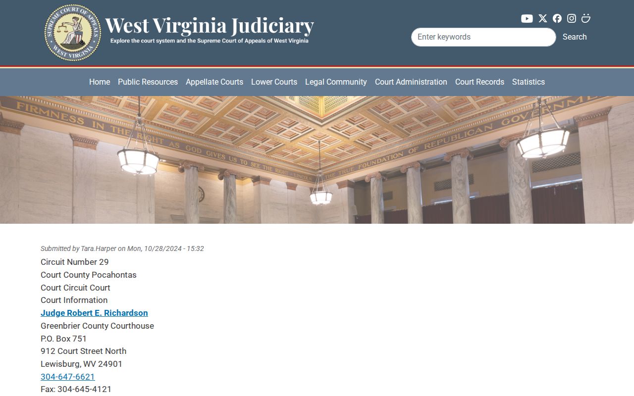 Pocahontas County circuit criminal docket clerk information