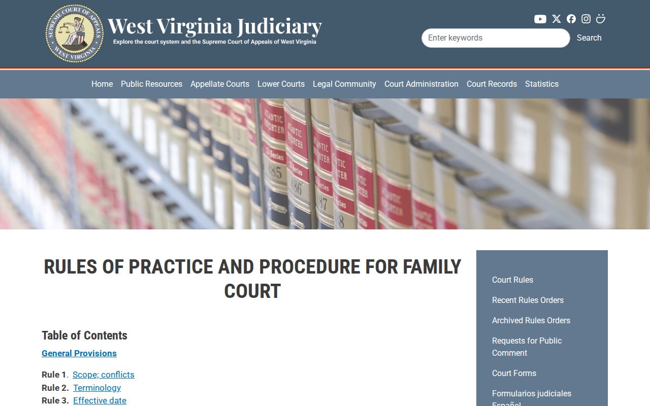 Pocahontas County civil docket family confidentiality rules