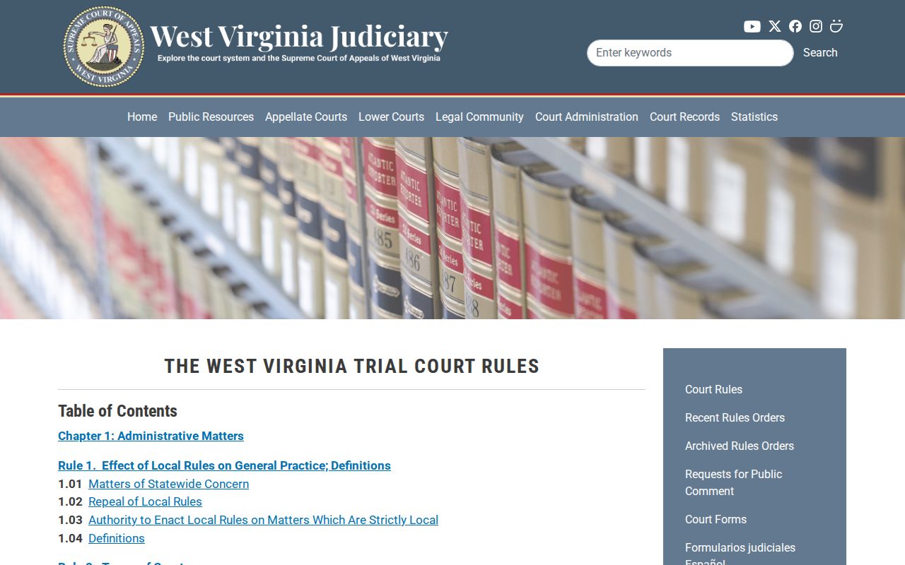 Pocahontas County civil docket public access rules