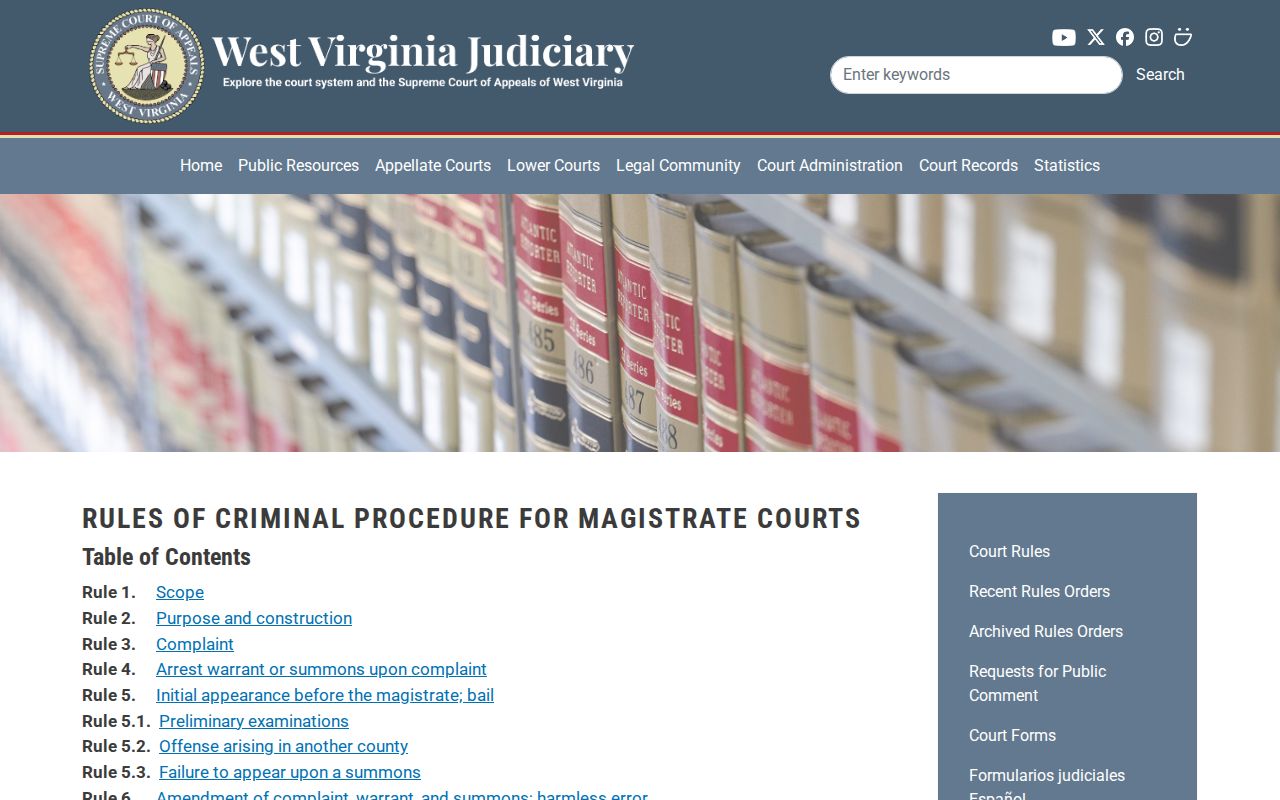 Official citation procedure for Pocahontas County traffic court records