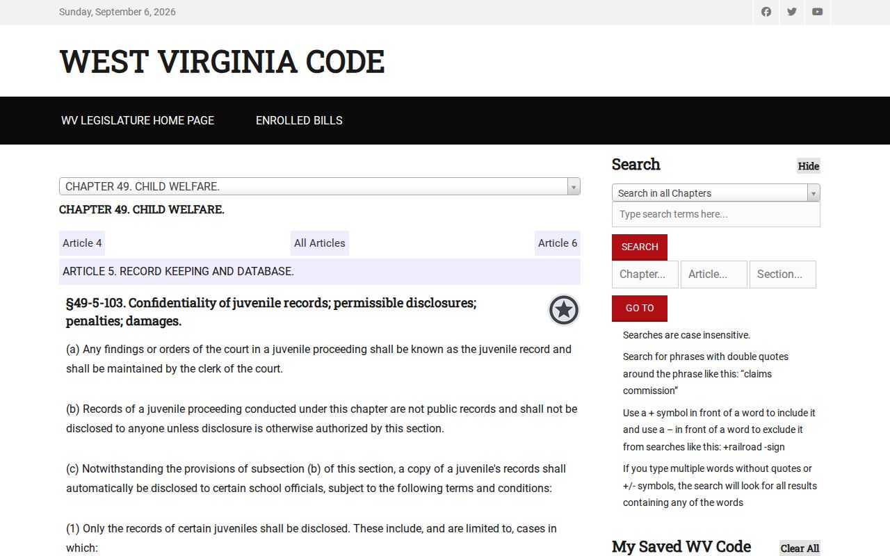 Pocahontas County criminal docket juvenile confidentiality law